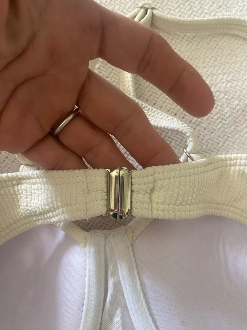 Cream Ribbed Cutout One-Piece Swimsuit with Molded Cups - Picture 5 of 8